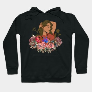 painting of women and beautiful flowers Hoodie